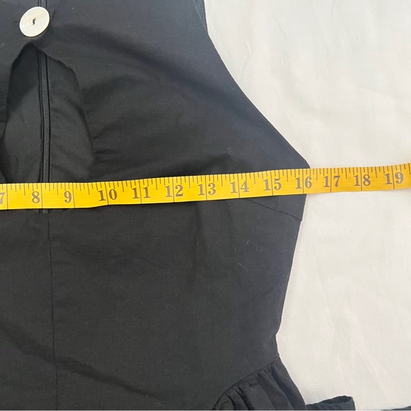 Commense Black Sara Linen Cotton Midi A-line Ballerina Summer Dress S - Picture 11 of 12